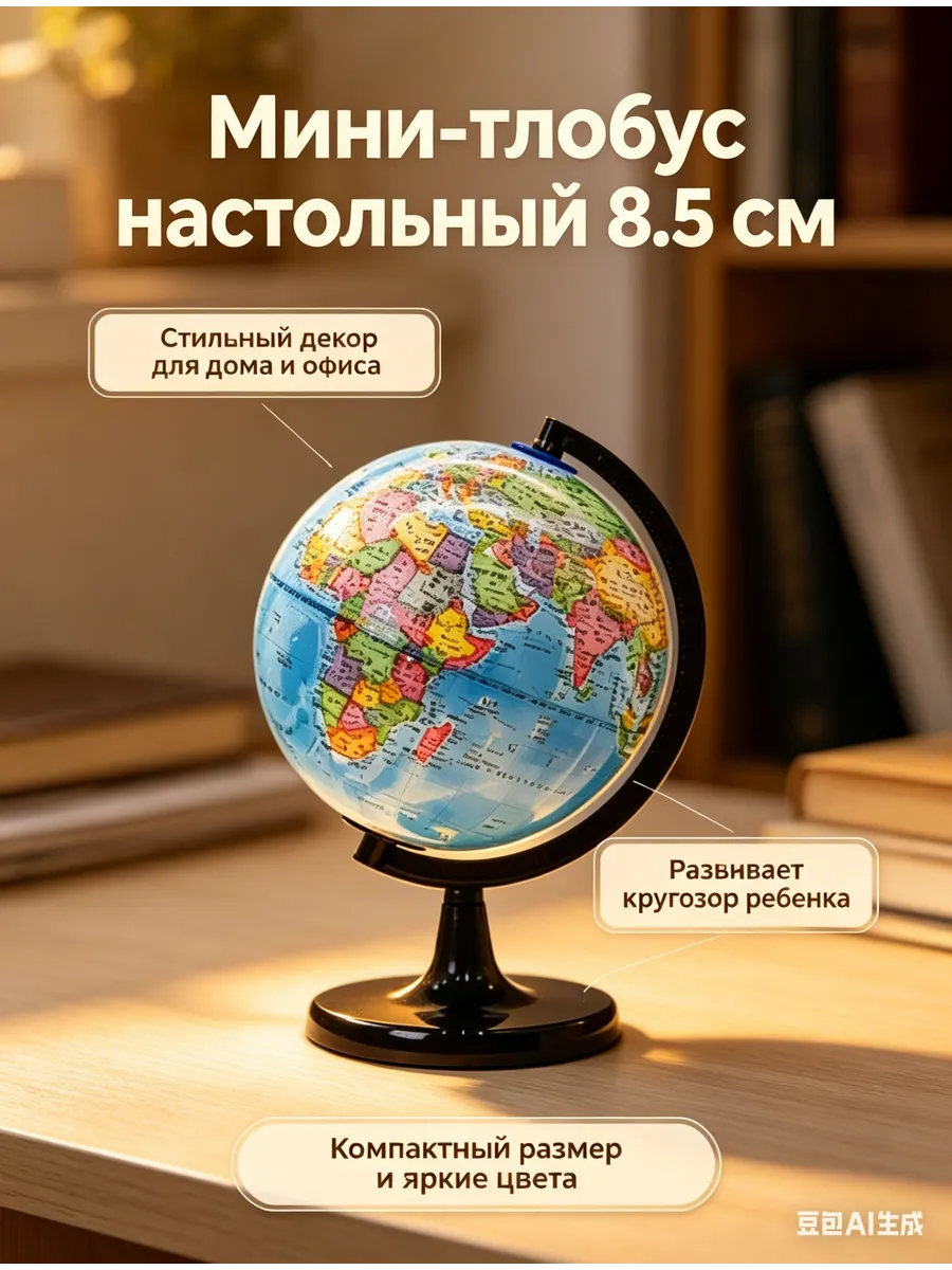 Глобус настольный сувенирный 8.5 см, политическая карта мира