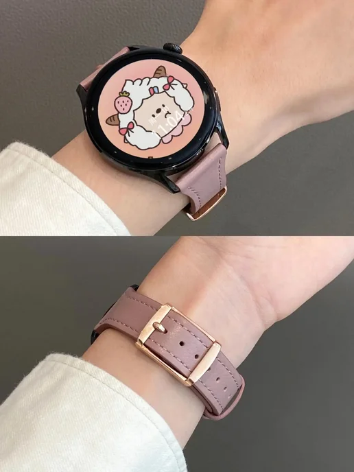 iwujiao Кожаный ремешок Samsung Galaxy Watch 5 pro 45mm Off white, белый, фото 2