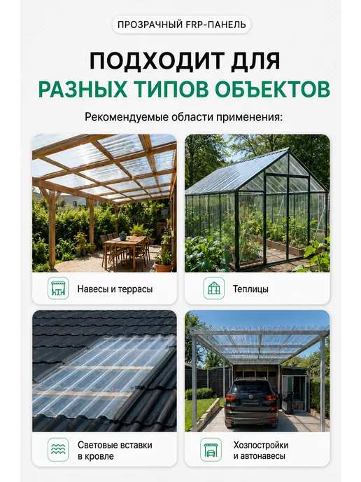 Волнистый лист FRP из стеклопластика, 1,5 мм, 1 шт, 1 шт, фото 6