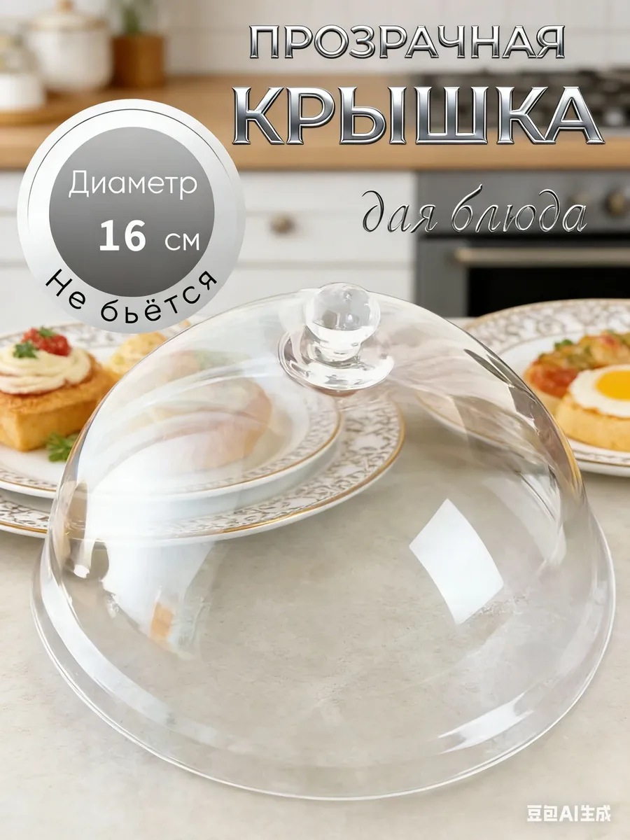 Прозрачная крышка для блюда,диаметр 16 см
