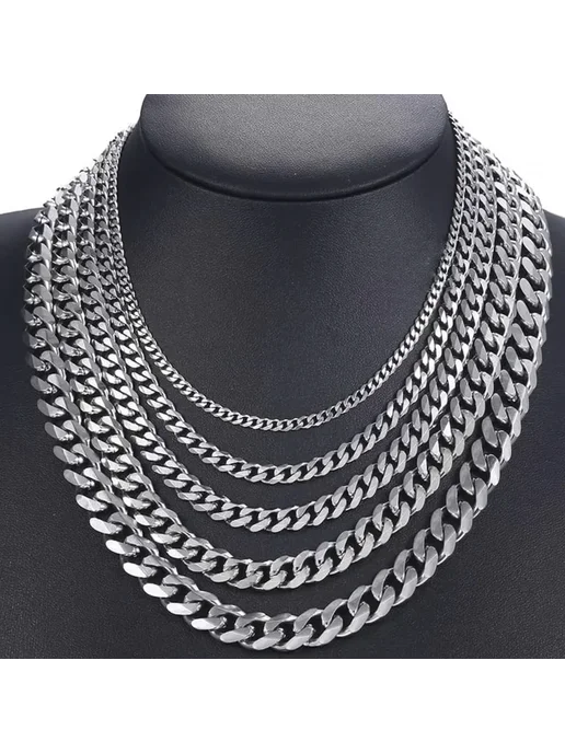 NeoVogue Кубинская цепочка 60см, сталь, 8mm сталь 45см, фото 2