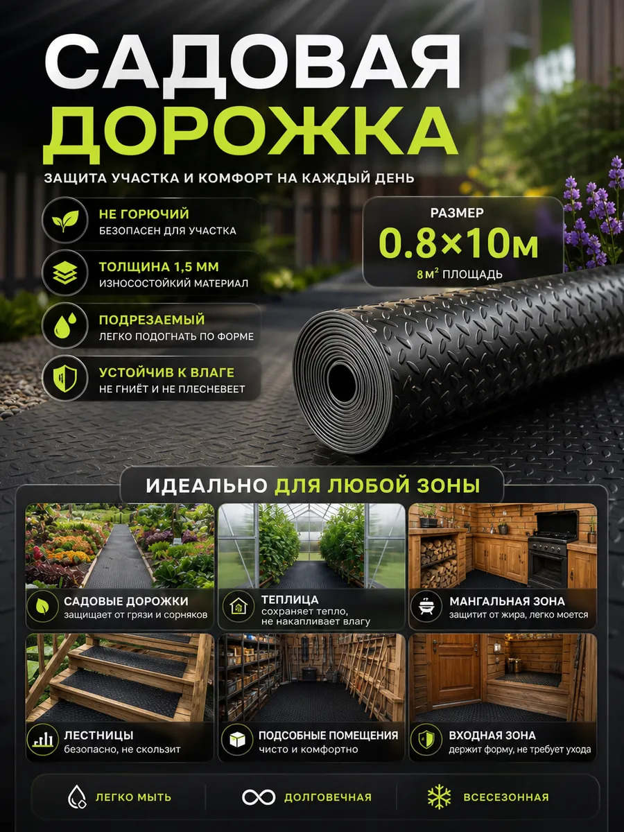 Садовая дорожка 0.8x10m ПВХ