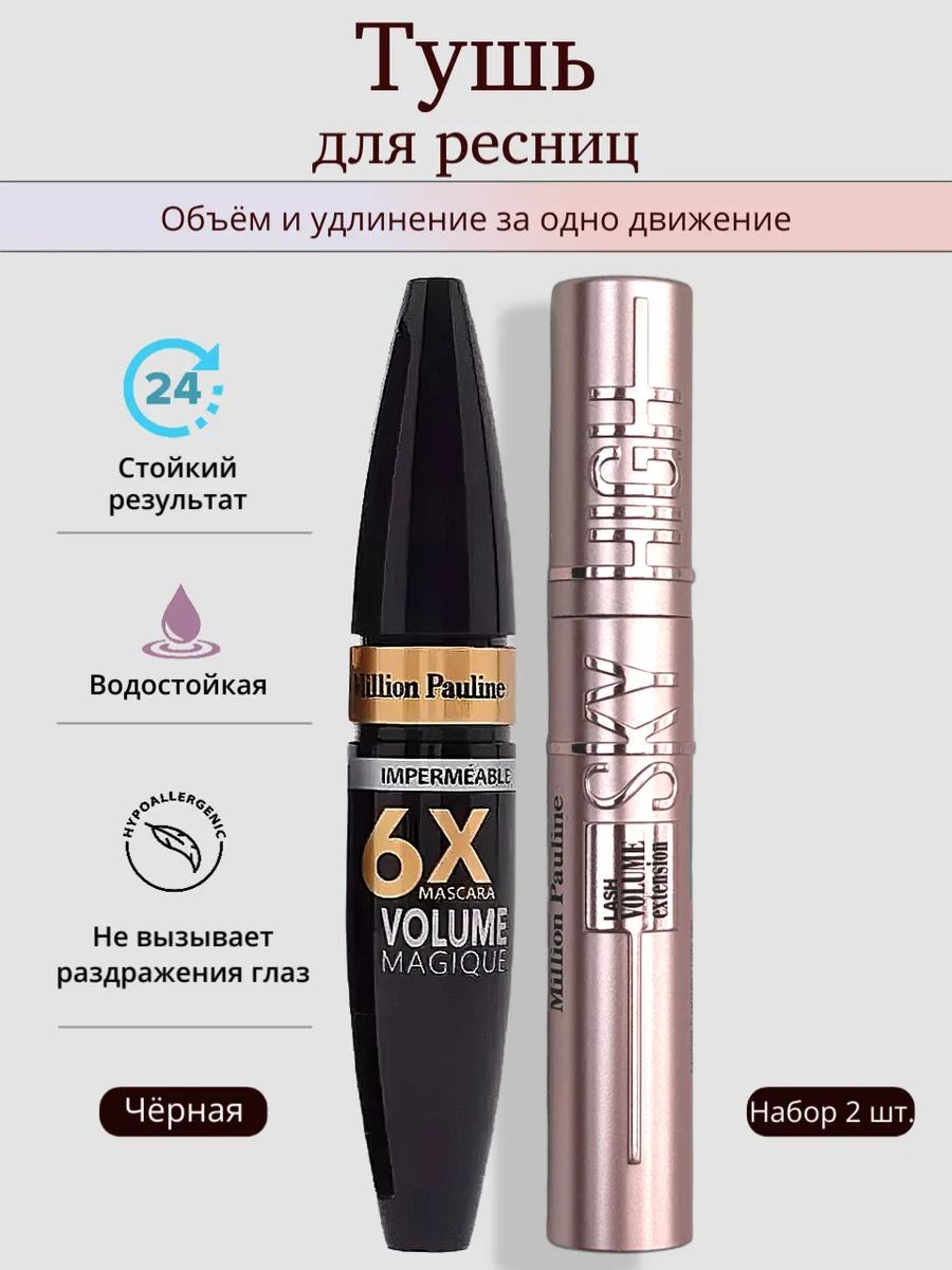 Тушь для ресниц черная объем и удлинение