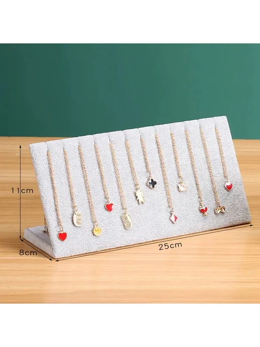 Нет бренда Серые подставки для ожерелий из бархата, черный, фото 5