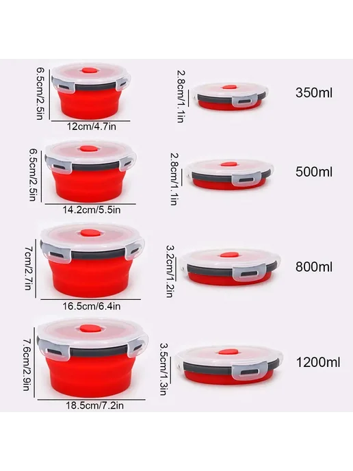 Нет бренда Силиконовый ланч-бокс 800мл, зеленый, складной, 800 мл, фото 4