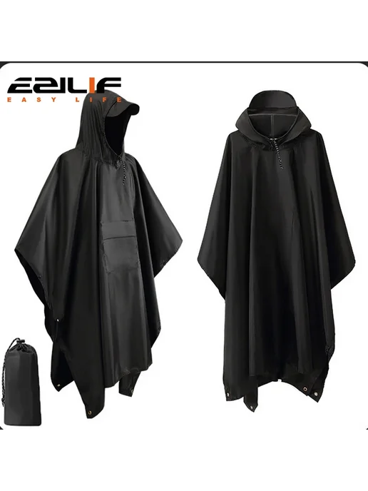 Нет бренда Дождевик камуфляжный 3 в 1 Black - Pocket style, черный, фото 2