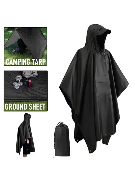 Нет бренда Дождевик камуфляжный 3 в 1 Black - Pocket style, зеленый, фото 3