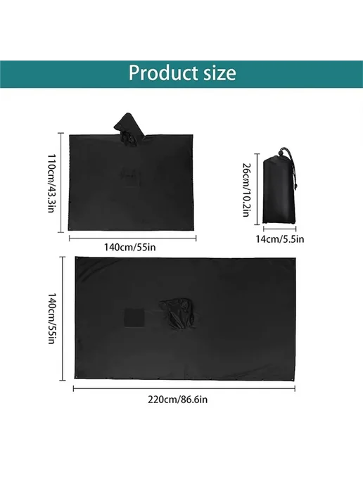 Нет бренда Дождевик камуфляжный 3 в 1 Black - Pocket style, зеленый, фото 7