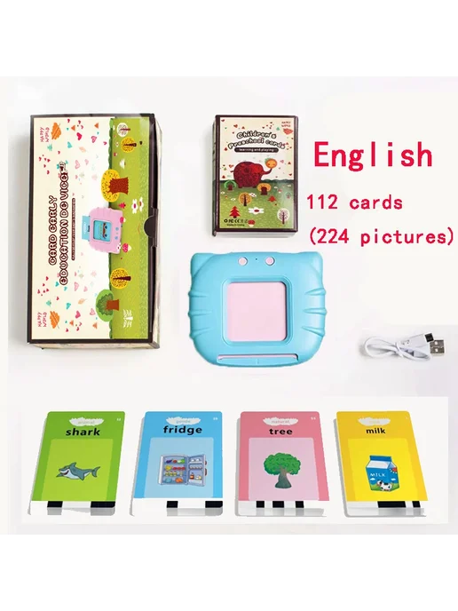 Нет бренда Говорящие флеш-карты English Blue 112 карт, синий