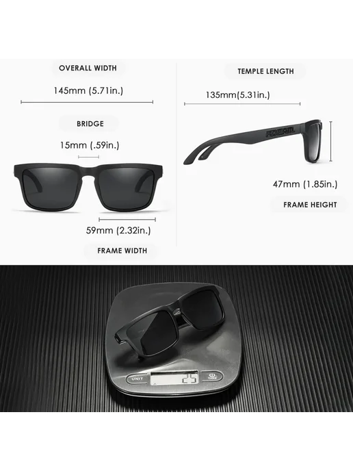 KDEAM Мужские солнцезащитные очки C1 Black, черные, черный, фото 5