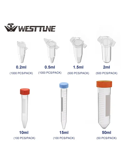 WEST TUNE Центрифужные пробирки пластиковые 2ml(500Pcs), 0,2 мл, в упаковке 435 г