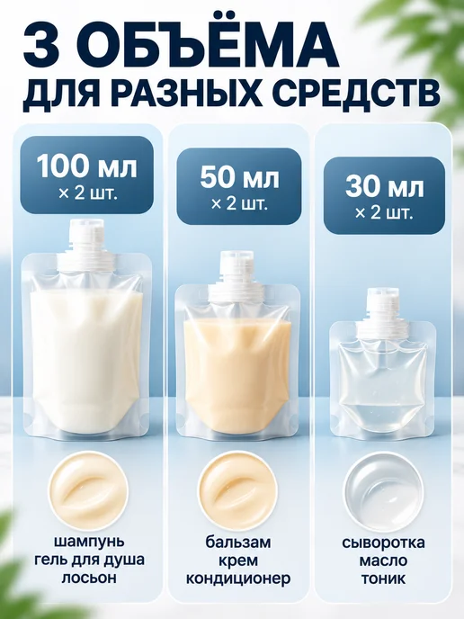 Дорожный набор флаконов для путешествий 6 шт, 6 шт, фото 3