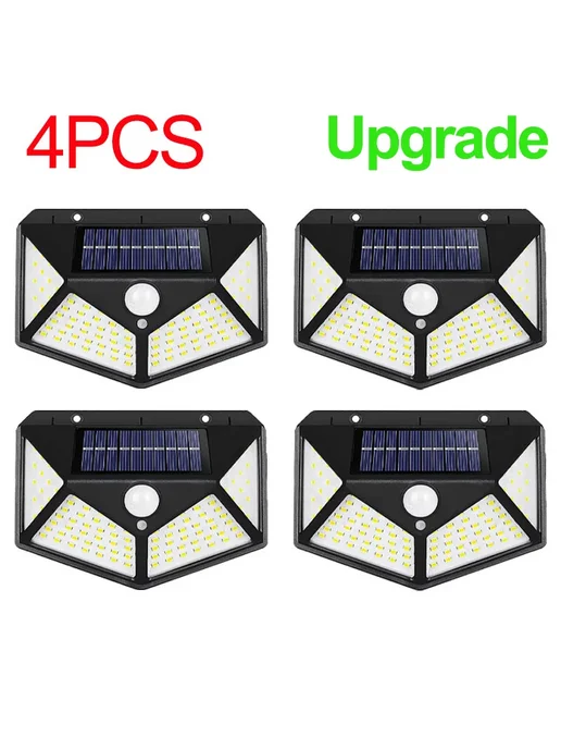 KDULIT Солнечный прожектор 4шт, 100 LED, Upgrade, IP65, 4 шт