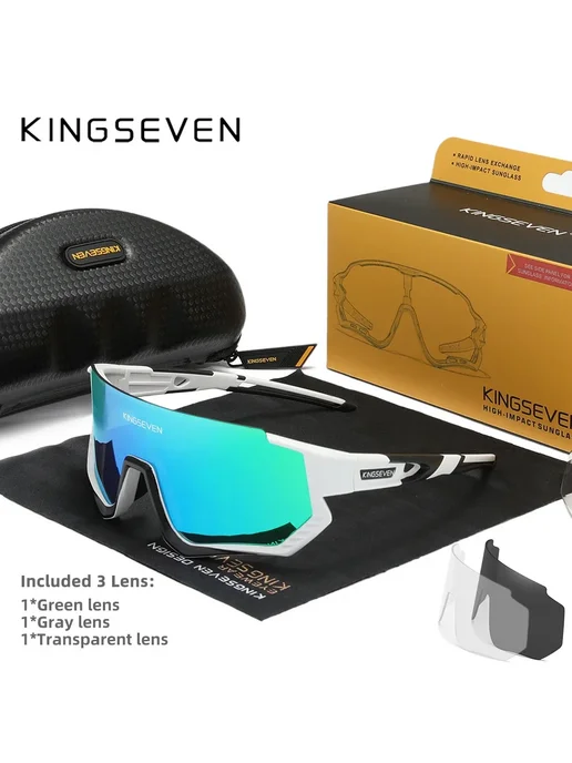 KingSeven Солнцезащитные очки для велоспорта C12 White-Green, вариант