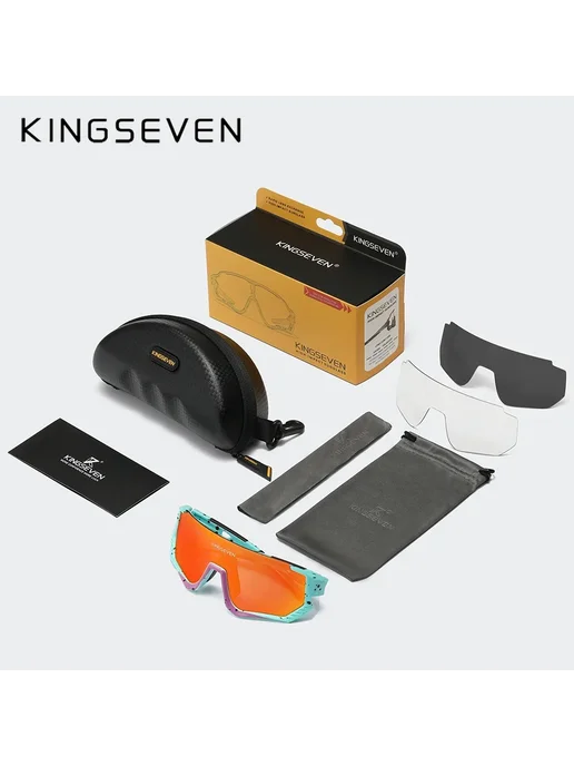 KingSeven Солнцезащитные очки для велоспорта C12 White-Green, вариант, фото 7