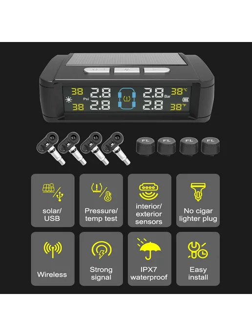Нет бренда Система Контроля Давления В Шинах (TPMS) С Питанием От Солне, вариант, фото 4
