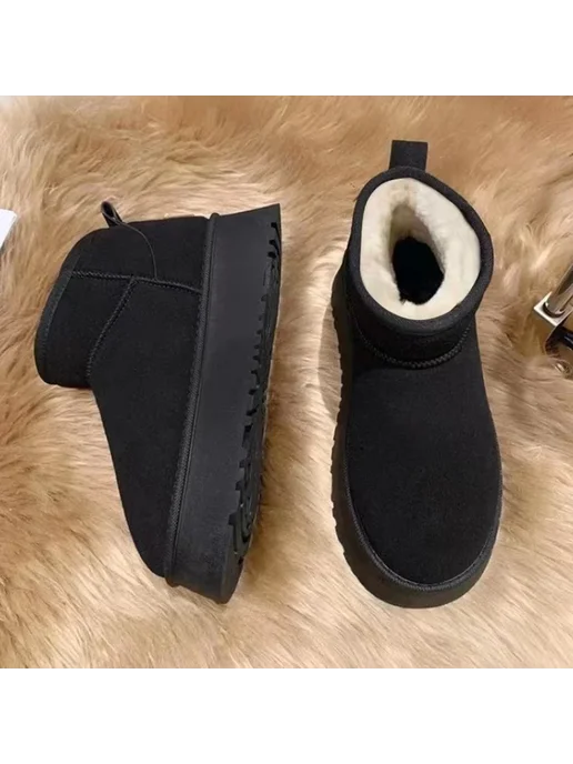 NKADQD Зимние женские короткие плюшевые теплые зимние ботинки, повс, бежевый, фото 6