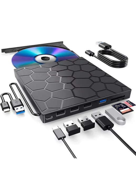 GGBEE Портативный DVD-плеер 7-в-1, Внешний Привод USB 3.0 Type-C Д, вариант, фото 3