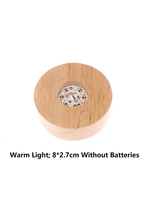 Нет бренда Деревянная подставка для LED лампы, 8см, теплый свет, вариант