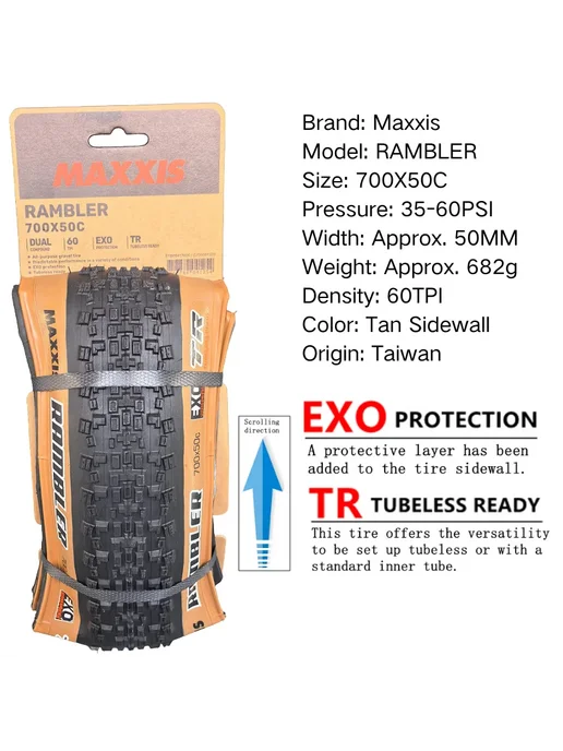 Maxxis RAMBLER 650x47B Black EXO TR Folding, черный, фото 3