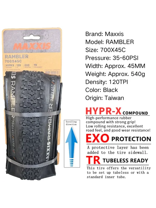 Maxxis RAMBLER 650x47B Black EXO TR Folding, черный, фото 4