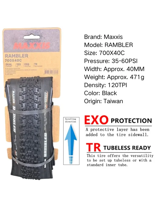 Maxxis RAMBLER 650x47B Black EXO TR Folding, черный, фото 6