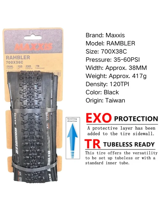 Maxxis RAMBLER 650x47B Black EXO TR Folding, черный, фото 7
