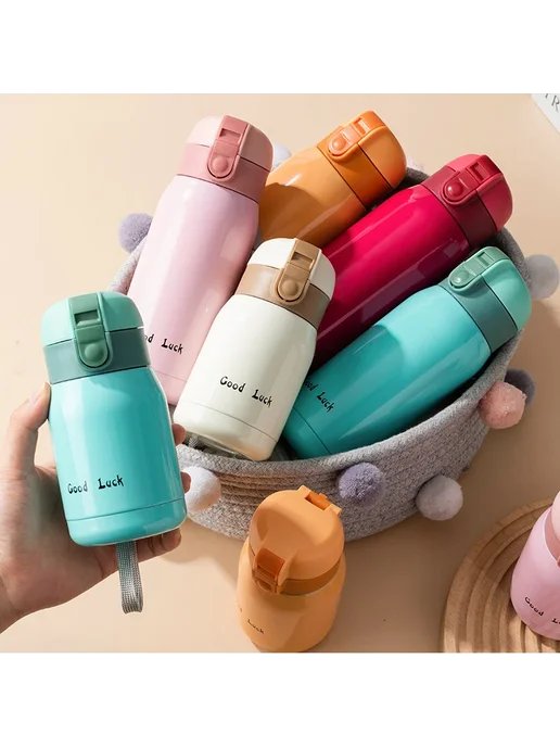 Мини-термос из нержавеющей стали 350ML Pink, 200 мл, белый, фото 2