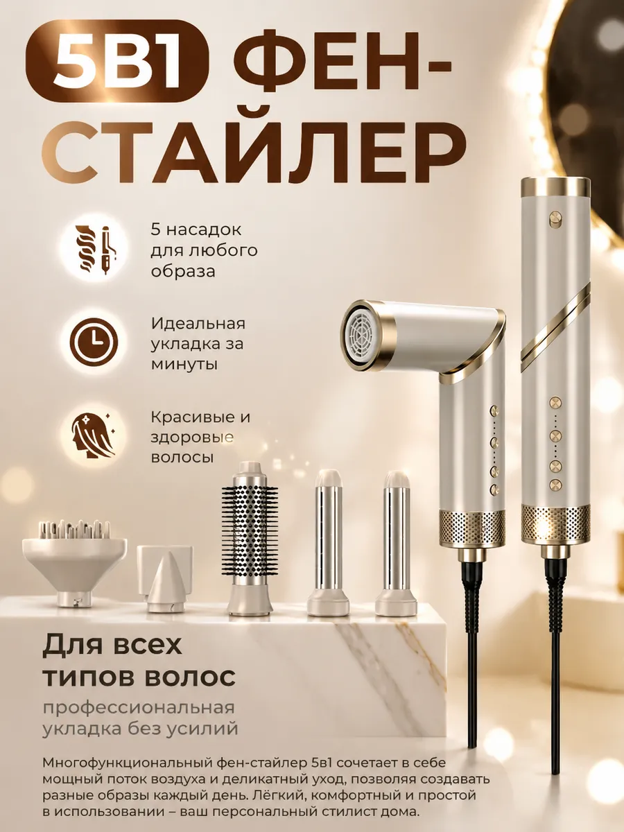 Фен-стайлер 5в1 профессиональный для укладки волос