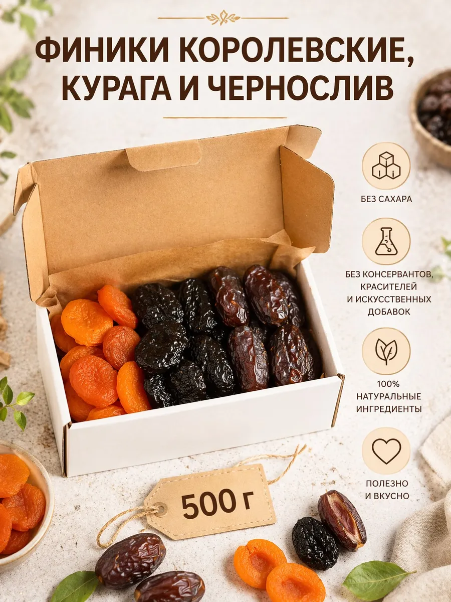 Набор финики королевские, курага и чернослив 500 г