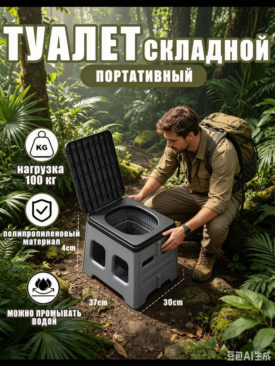 Биотуалет складной туристический, для дачи и похода