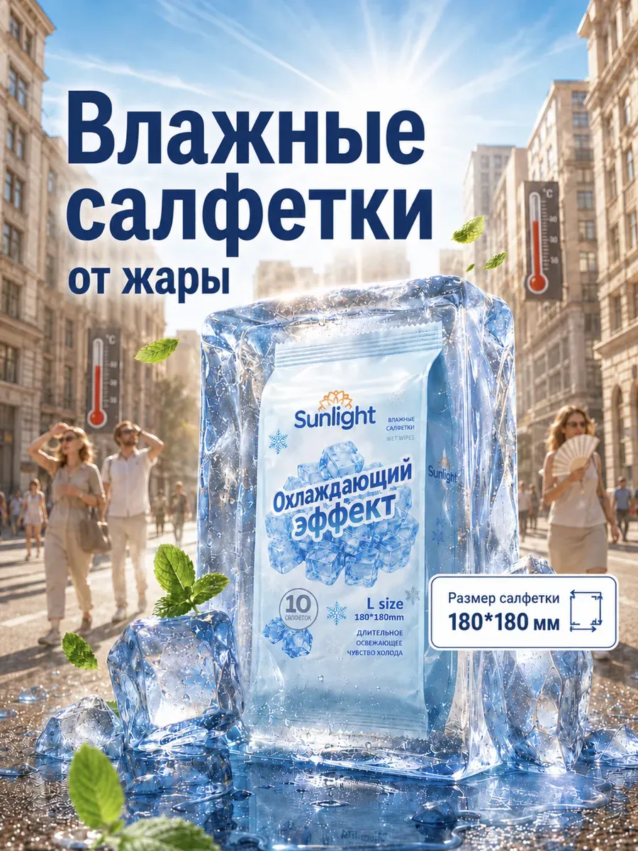 Влажные салфетки охлаждающие от жары