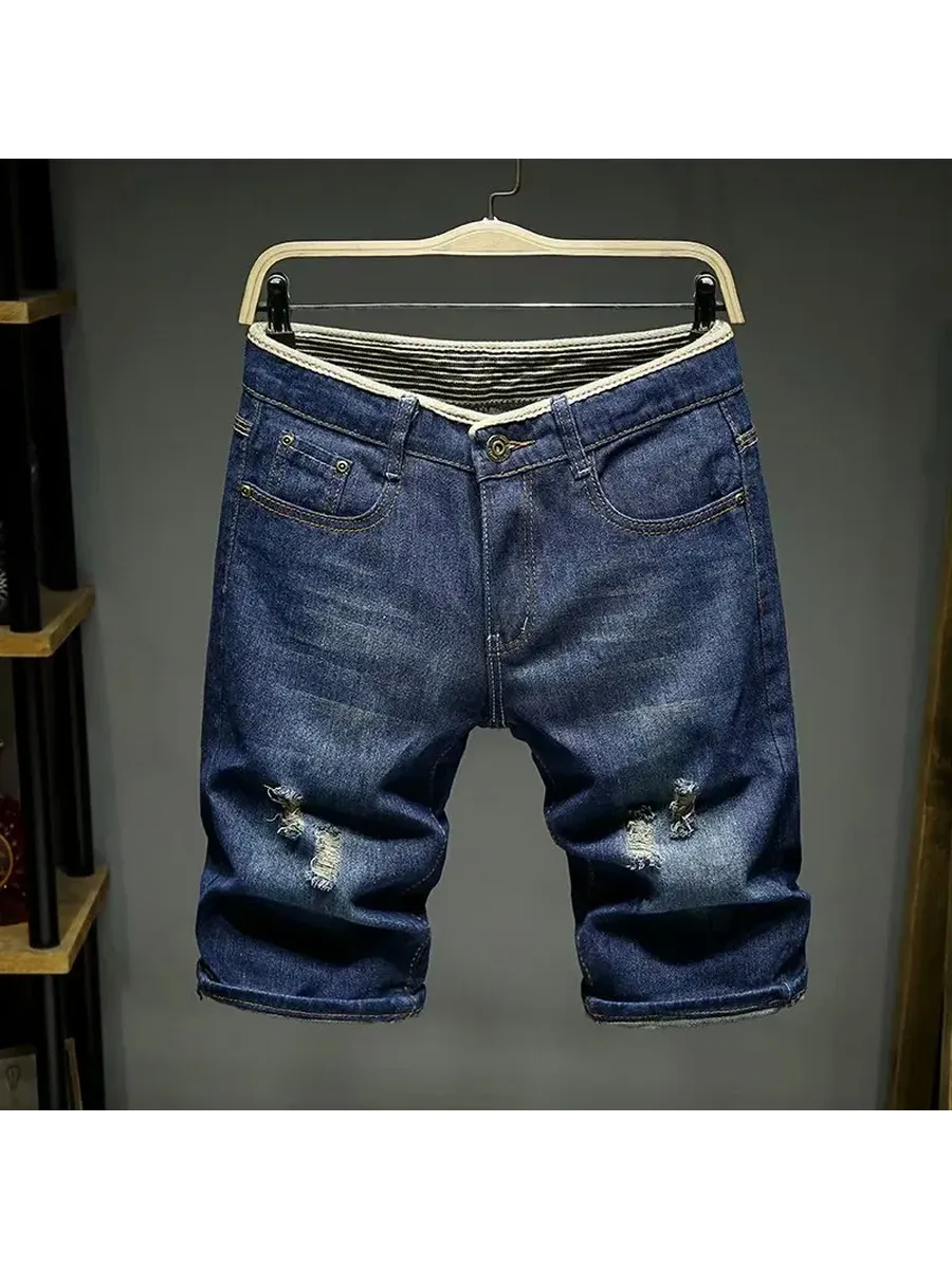 Мужские Летние Джинсовые Шорты Slim Fit, Светло-голубые, В Р