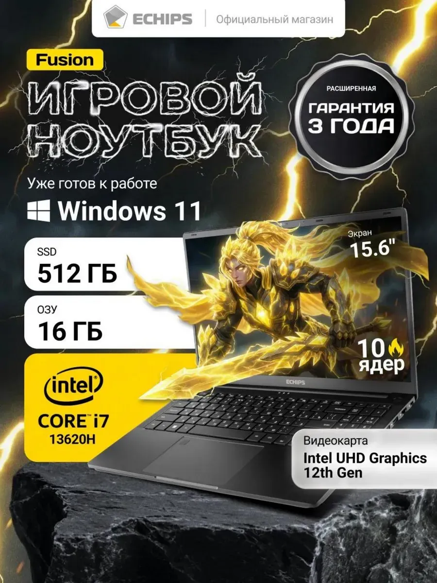 Ноутбук для работы и учебы Fusion 15.6" IPS 16 512 GB