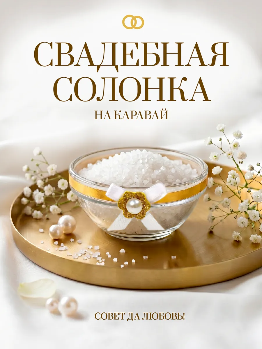Солонка свадебная на каравай стеклянная