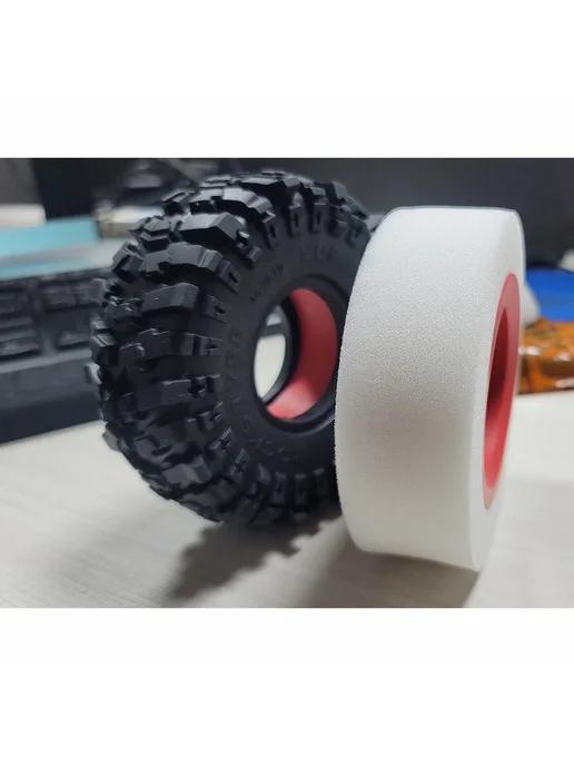 RS Белые шины RC 1.9" с красной вставкой, 100 мм, белый, фото 7