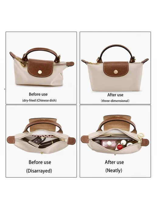 Нет бренда Розовый органайзер для Longchamp, фетровая вставка, розовый, фото 5