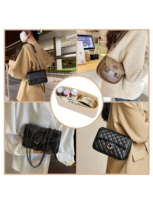 Нет бренда Розовый органайзер для Longchamp, фетровая вставка, розовый, фото 7