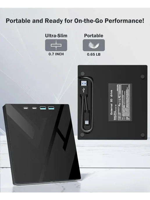 Hirucy Портативный внешний оптический привод D-BDKL-F10 USB 3.0 Ty, вариант, фото 7