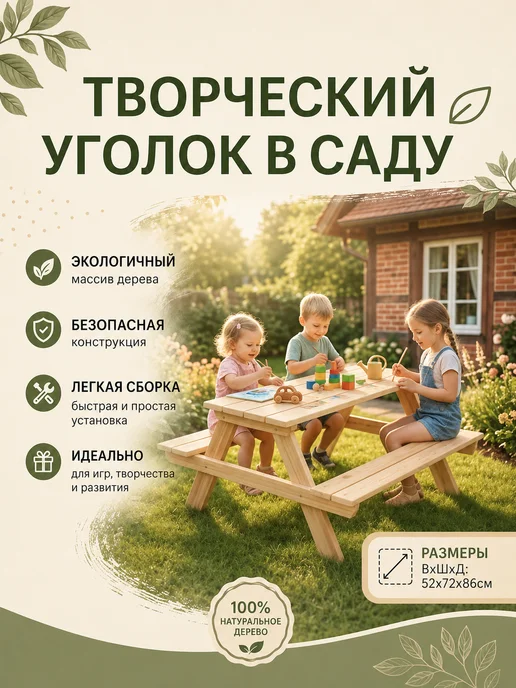 Детский пикник-стол, бежевый, фото 5