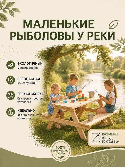 Детский пикник-стол, бежевый, фото 6