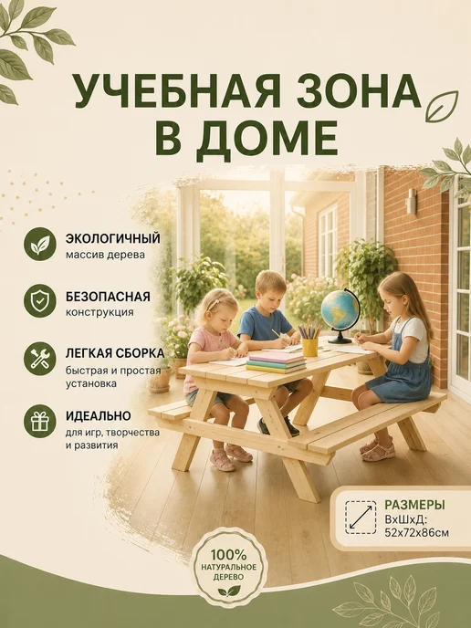 Детский пикник-стол, бежевый, фото 7