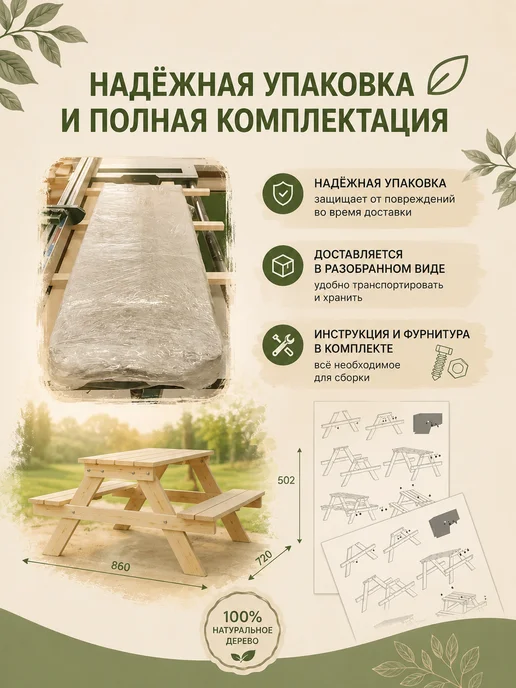 Детский пикник-стол, бежевый, фото 8