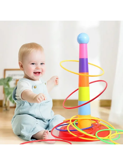 WUCHILD Детская игра с кольцами 2 башни, 30 колец, вариант, фото 3
