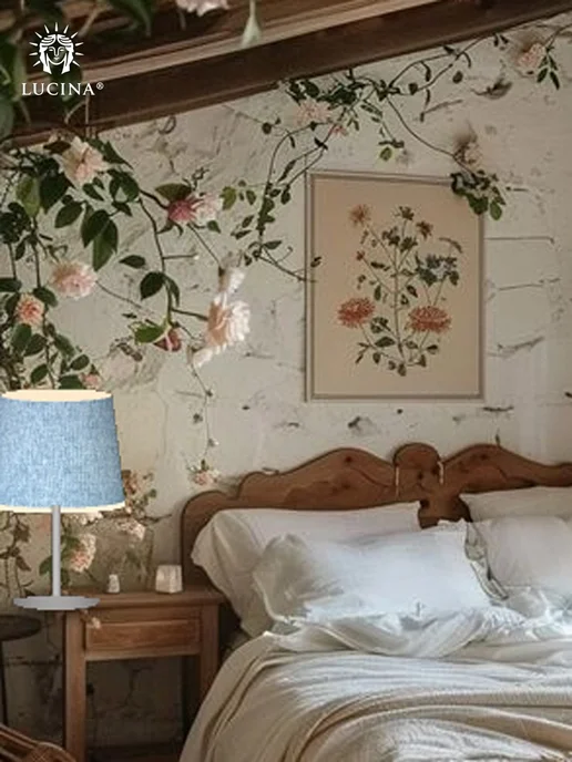 LUCINA Абажур для настольной лампы и бра, ткань «Kantry Blue», синий, фото 3