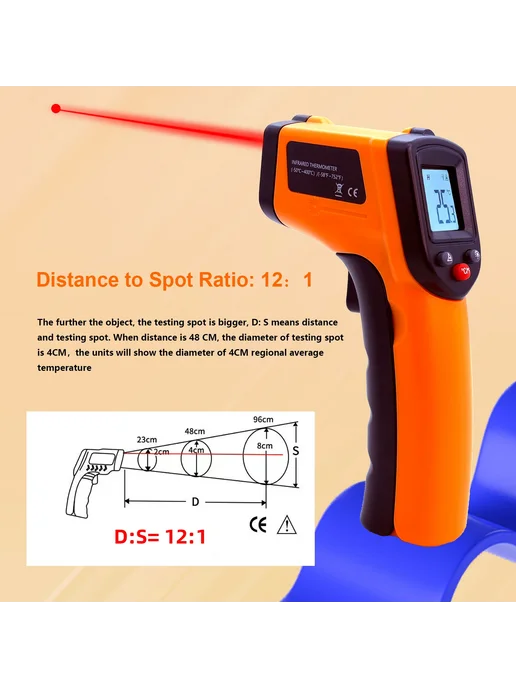 ZLLJMETER Инфракрасный термометр CX6000-Orange, 400°C, оранжевый, фото 6