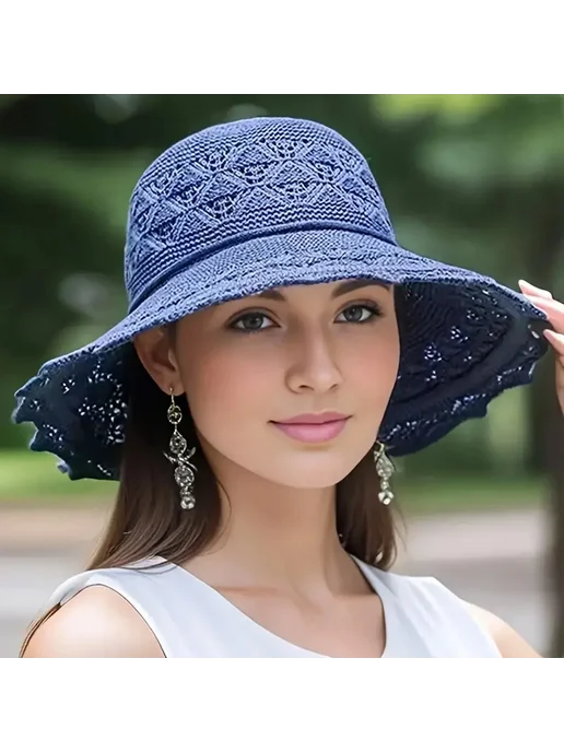 Нет бренда Шляпа женская пляжная бежевая Sun hat, бежевый, фото 3