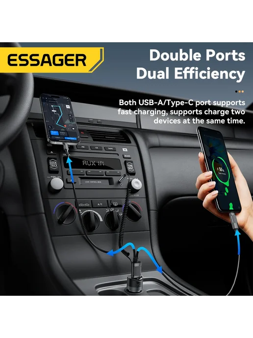 Essager Автомобильное Зарядное Устройство С Bluetooth 5.3 И, вариант, фото 3