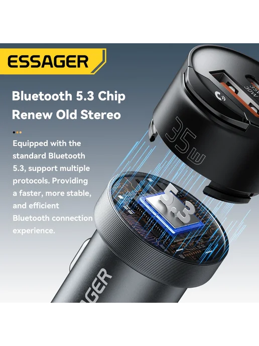 Essager Автомобильное Зарядное Устройство С Bluetooth 5.3 И, вариант, фото 5