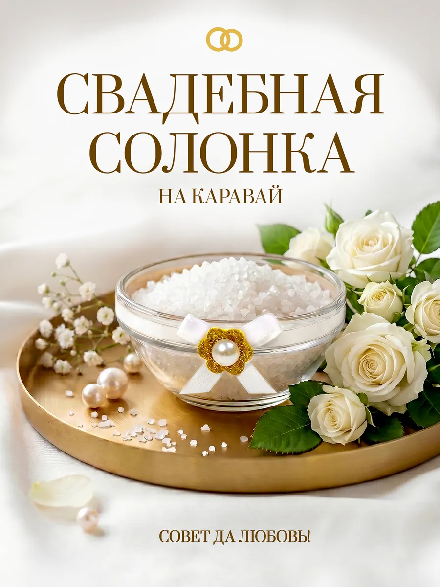 Солонка свадебная на каравай стеклянная